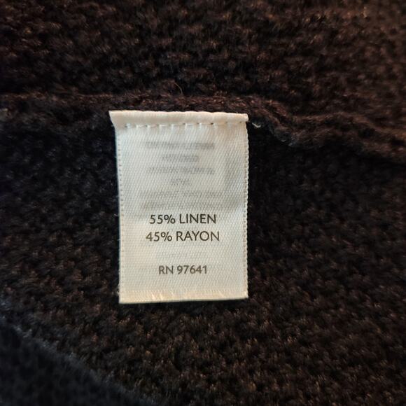 J. Jill Black Linen Blend Knit Baby Doll Cardigan Cover Up Size Medium Beach - Picture 8 of 10